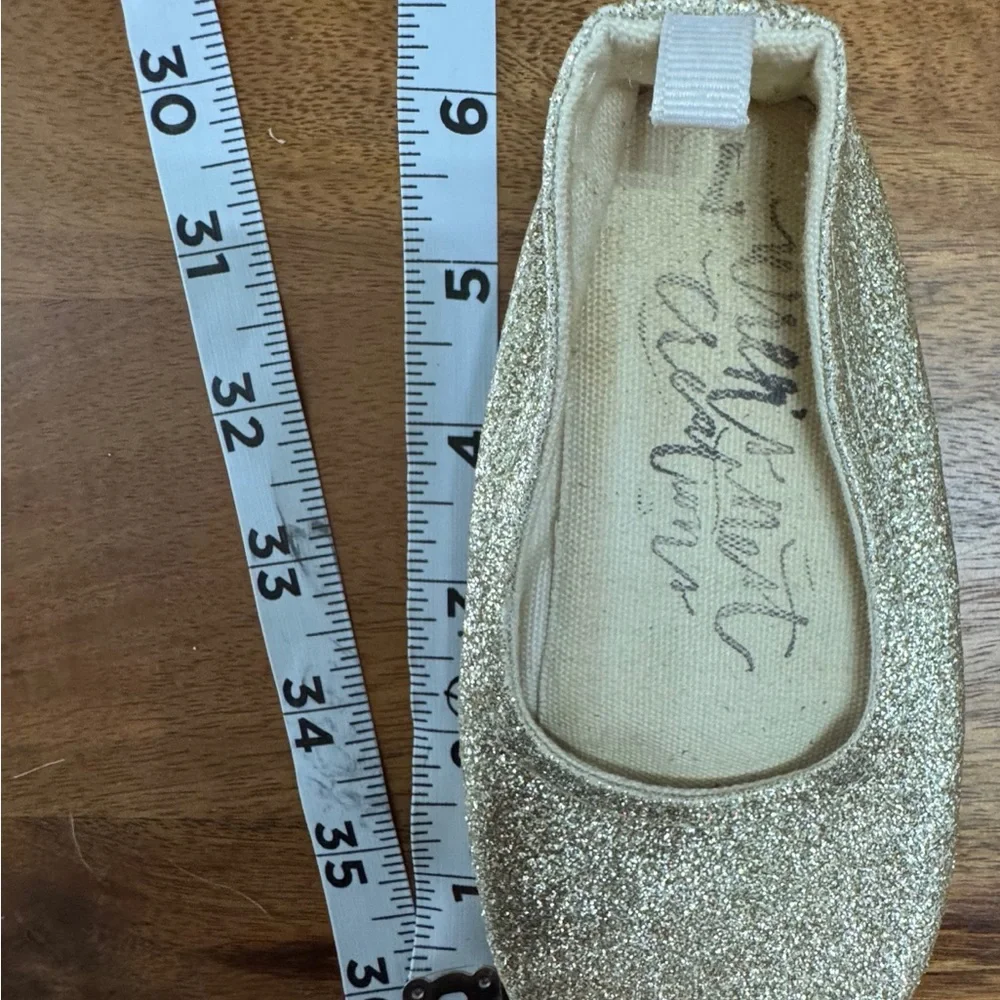 Hand Crafted Girls Gold Glitter Ballet Flats Wrens Nest Size 4/5 Baby